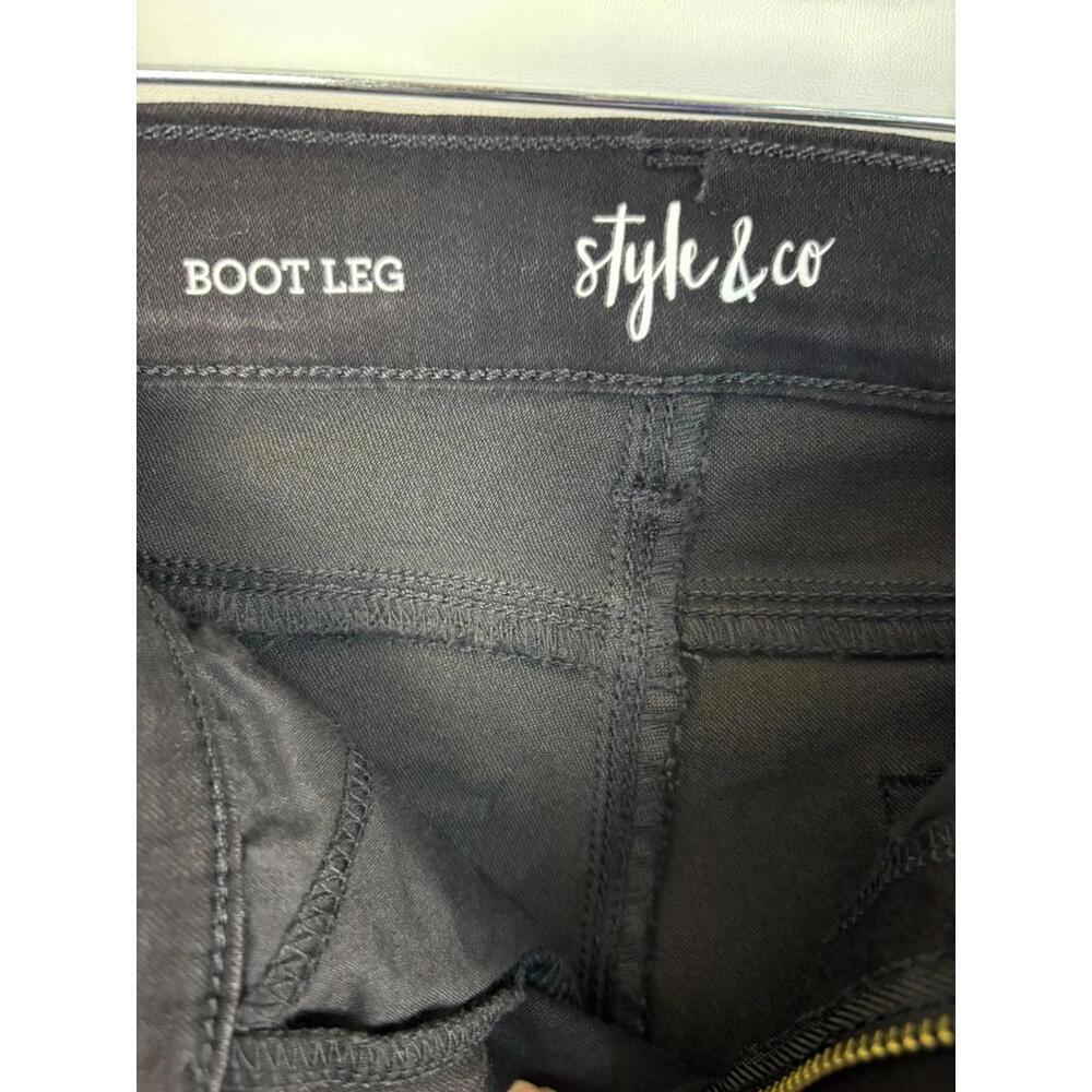 Style & Co Boot Leg Black Jeans Women’s Size 12S Stretch Mid Rise Cotton Blend - Picture 5 of 8